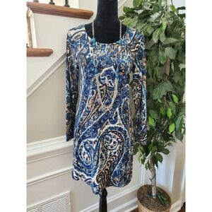 Discount Divas Women's Blue Polyester Round Neck Long Sleeve Knee Length Dress S